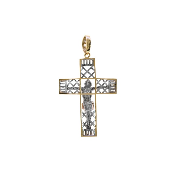 2.50 Carat Cubic Zirconia Crucifix Gold Pendant - Picture 3 of 5